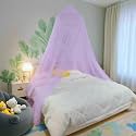 Bed Canopy Mosquito Net, Bed Canopy for Girls Room Decor - Insect Protection Hanging Canopy for Adults, Babies, Outdoor Camping, Purple/Single Door