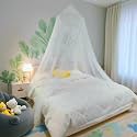 Bed Canopy Mosquito Net, Bed Canopy for Girls Room Decor - Insect Protection Hanging Canopy for Adults, Babies, Outdoor Camping, White/Single Door