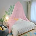 Bed Canopy Mosquito Net, Bed Canopy for Girls Room Decor - Insect Protection Hanging Canopy for Adults, Babies, Outdoor Camping, Pink/Single Door