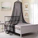 Bed Canopy Mosquito Net, Bed Canopy for Girls Room Decor - Insect Protection Hanging Canopy for Adults, Babies, Outdoor Camping, Black/Single Door