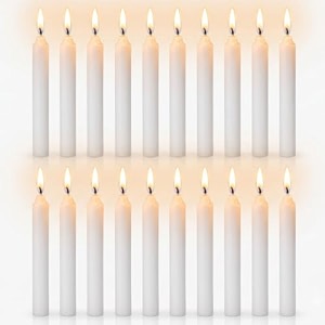 ein sof 5 inches unscented chime candles pack of 20-4 hrs burn time decorative light paraffin wax white long pillar mombati spell candle set for wisdom gifting birthday home use amp decoration