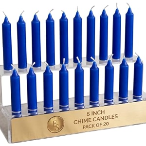 ein sof 5 inches unscented chime candles pack of 20-4 hr burn time decorative light paraffin wax blue long pillar mombati spell candle set for wisdom gifting birthday home use amp decoration