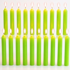 ein sof 5 inches unscented chime candles pack of 20-4 hr burn time decorative light paraffin wax green long pillar mombati spell candle set for wisdom gifting birthday home use amp decoration