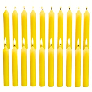 ein sof 5 inches unscented chime candles pack of 20-4 hrs burn time decorative light paraffin wax yellow long pillar mombati spell candle set for wisdom gifting birthday home use amp decoration