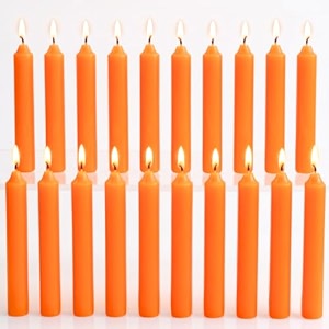 ein sof 5 inches unscented chime candles pack of 20-4 hrs burn time decorative light paraffin wax orange long pillar mombati spell candle set for wisdom gifting birthday home use amp decoration