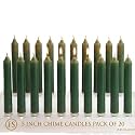 Ein Sof 5 inches Unscented Chime Candles Pack of 20-4 Hr Burn Time Decorative Light Paraffin Wax Long Pillar Mombati Spell Candle Set for Wisdom Gifting Birthday Home Use & Decoration, Emerald Green