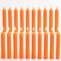 Ein Sof 5 inches Unscented Chime Candles Pack of 20-4 Hrs Burn Time, Decorative Light Paraffin Wax Orange Long Pillar Mombati Spell Candle Set for Wisdom, Gifting, Birthday, Home Use &amp; Decoration