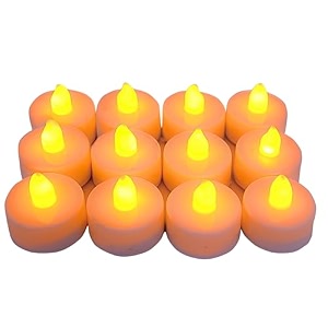 ein sof led tealight candles for home decoration set of 12 pcs - plastic smokeless battery operated amp flameless lights with onoff switch warm white