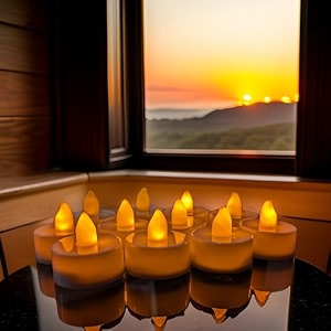 ein sof electric tealight candles for home decoration set of 6 pcs - decorative flameless amp smokeless birthday lights plastic battery operated tea amp candle light dinner lamps warm white 5cmx5cm