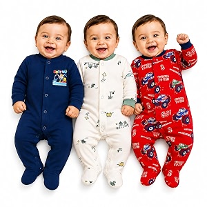 eio 100 cotton baby rompers sleepsuits jumpsuits night suits for newborn baby boys amp girls  soft infant bodysuit  pack of 3 kids rompers