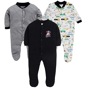eio 100 cotton rompers sleepsuits jumpsuit night suits for newborn baby boys amp girls pack of 3