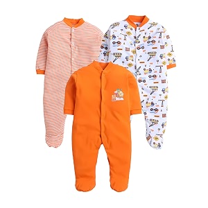 eio 100 cotton baby rompers sleepsuits jumpsuits night suits for newborn baby boys amp girls  soft infant bodysuit  pack of 3 kids rompers