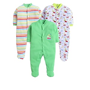 eio baby39s cotton all over printed sleep romper night suits pack of 3 ax-fr_green_6 months -9 months