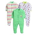 EIO Baby's Cotton All Over Printed Sleep Romper Night Suits Pack Of 3 (AX-FR_Green_3 Months -6 Months)