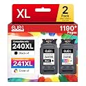 PG-240XL/CL-241XL Ink Cartridge Replacement for Canon 240XL 241XL Combo Pack 240 241 High Capacity for Canon Pixma MG3620 MG3600 TS5120 TS5100 MG3520 MG3220 MX532 MX452 MX472 (Black, Tri-Color)