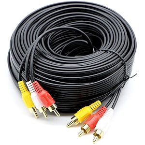 audio video rca cable 3rca male to 3rca male composite av cable compatible with set-top boxspeakeramplifierdvd playerhdtv amp more 15mblack