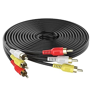 audio video rca cable 3rca male to 3rca male composite av cable compatible with set-top boxspeakeramplifierdvd playerhdtv amp more 15mblack