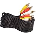 Audio Video RCA Cable 3RCA Male to 3RCA Male Composite AV Cable Compatible with Set-Top Box,Amplifier,DVD Player,HDTV -Black (5M)