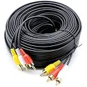 Audio Video RCA Cable 3RCA Male to 3RCA Male Composite AV Cable Compatible with Set-Top Box,Speaker,Amplifier,DVD Player,HDTV &amp; More (1.5M),Black