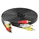 Audio Video RCA Cable 3RCA Male to 3RCA Male Composite AV Cable Compatible with Set-Top Box,Speaker,Amplifier,DVD Player,HDTV &amp; More (1.5M),Black