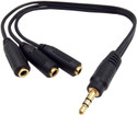 EKAAZ  TV-out Cable 1 Male to 3 Female 3.5mm Headphone Earphone Mic Audio Y Splitter Cable Aux Cord Three in One for PC Laptop – Black