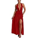 Ekaliy Women39s Sexy Halter Deep V Neck