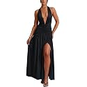 Ekaliy Women39s Sexy Halter Deep V Neck