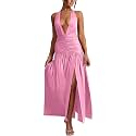 Ekaliy Women39s Sexy Halter Deep V Neck