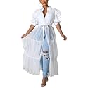 Ekaliy Womens Casual Mesh See Through Shirts