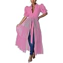 Ekaliy Womens Casual Mesh See Through Shirts
