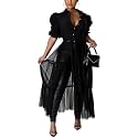 Ekaliy Womens Casual Mesh See Through Shirts