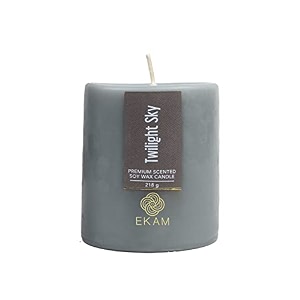 ekam twilight sky pillar soy wax scented candle 218 grams 30 hours burn time long lasting premium candles ideal for home decor gifting amp aromatherapy