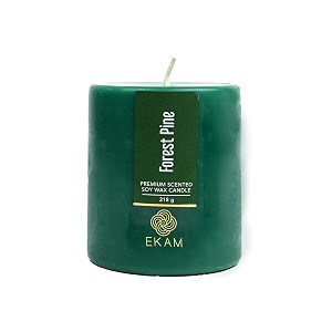 ekam forest pine pillar soy wax scented candle 218 grams 30 hours burn time long lasting premium candles ideal for home decor gifting amp aromatherapy