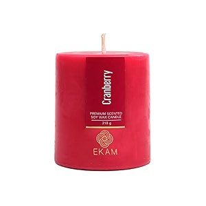 ekam cranberry pillar soy wax scented candle 218 grams 30 hours burn time long lasting premium candles ideal for home decor gifting amp aromatherapy
