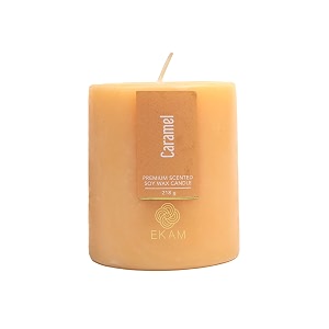 ekam caramel pillar soy wax scented candle 218 grams 30 hours burn time long lasting premium candles ideal for home decor gifting amp aromatherapy