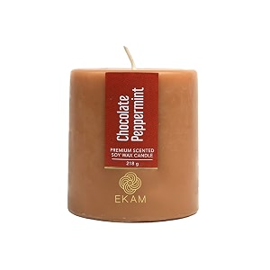 ekam chocolate peppermint pillar soy wax scented candle 218 grams 30 hours burn time long lasting premium candles ideal for home decor gifting amp aromatherapy