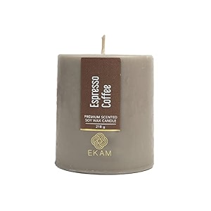 ekam espresso coffee pillar soy wax scented candle 218 grams 30 hours burn time long lasting premium candles ideal for home decor gifting amp aromatherapy