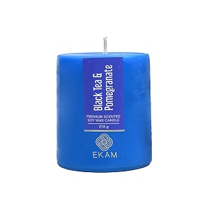 ekam black tea amp pomegranate pillar soy wax scented candle 218 grams 30 hours burn time long lasting premium candles ideal for home decor gifting amp aromatherapy