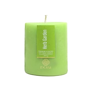 ekam herb garden pillar soy wax scented candle 218 grams 30 hours burn time long lasting premium candles ideal for home decor gifting amp aromatherapy