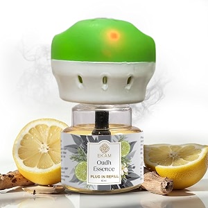 ekam plug-in air freshener kit machine  45ml refill  oudh essence scent  long-lasting aroma for 125 days  500 hours  ideal for rooms amp bathrooms
