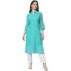 Ekasya Womens Georgette Embroidered Work Kurta with