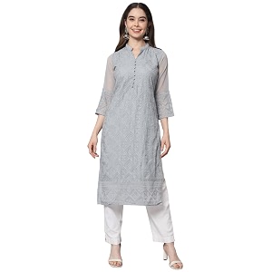 Ekasya Womens Georgette Embroidered Work Kurta with