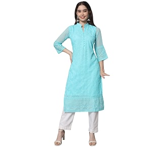 Ekasya Womens Georgette Embroidered Work Kurta with
