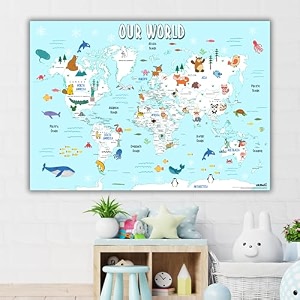 ekdali world map - for wall poster  wall poster big size  wall posters for study learn  home amp decor -school boysgirls kids pastel colors 24 x 33 inch