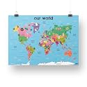 EKDALI World Map - for Wall poster | wall poster big size | Wall posters for study, Learn | Home & decor -School /(Boys,Girls kids) (Bright blue, 24 x 33 inch)