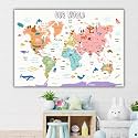 EKDALI World Map - for Wall poster | wall poster big size | Wall posters for study, Learn | Home &amp; decor -School /(Boys,Girls kids) (pastel colors, 24 x 33 inch,)