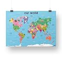 EKDALI World Map - for Wall poster | wall poster big size | Wall posters for study, Learn | Home &amp; decor -School /(Boys,Girls kids) (Bright blue, 24 x 33 inch)