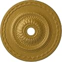 Ekena Millwork CM29SFPGS - 29 1/2"OD x 3 5/8"ID x 1 5/8"P Sunflower Ceiling Medallion (Fits Canopies up to 5 5/8") - Ceiling Medallion, Pharaoh's Gold