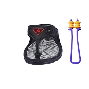 ekin acupressure magnetic flip flops foot massager slippers with blood circulation body massager for men women children black -size 7