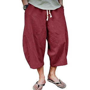 eklentson mens capri long shorts below knee loose fit elastic drawstring tapered casual linen shorts men